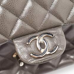 Chanel Grey Quilted Caviar Leather Maxi Classic Double Flap Bag