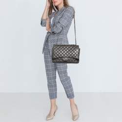 Chanel Grey Quilted Caviar Leather Maxi Classic Double Flap Bag