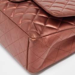 Pre Owned Chanel Copper Quilted Leather Maxi Classic Double Flap Bag