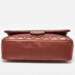 Pre Owned Chanel Copper Quilted Leather Maxi Classic Double Flap Bag