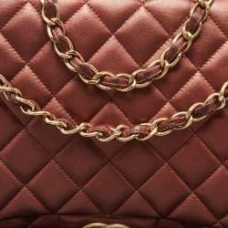 Pre Owned Chanel Copper Quilted Leather Maxi Classic Double Flap Bag