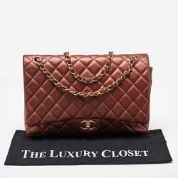 Pre Owned Chanel Copper Quilted Leather Maxi Classic Double Flap Bag