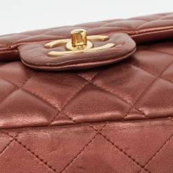 Pre Owned Chanel Copper Quilted Leather Maxi Classic Double Flap Bag