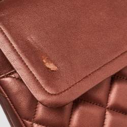 Pre Owned Chanel Copper Quilted Leather Maxi Classic Double Flap Bag