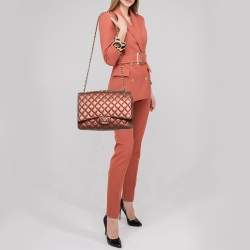 Pre Owned Chanel Copper Quilted Leather Maxi Classic Double Flap Bag