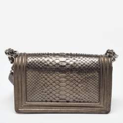 Chanel Metallic Quilted Leather Medium Boy Flap Bag