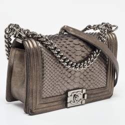 Chanel Metallic Quilted Leather Medium Boy Flap Bag