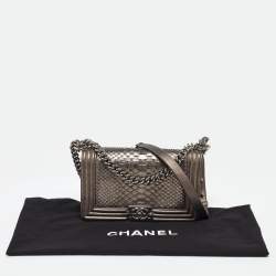 Chanel Metallic Quilted Leather Medium Boy Flap Bag