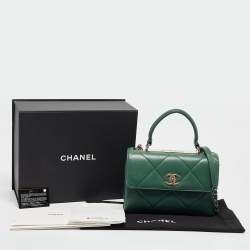 Chanel Green Quilted Leather Small Trendy CC Top Handle Bag