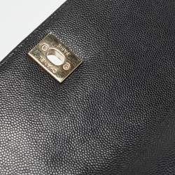 Pre Owned Chanel Black Quilted Caviar Leather Small Coco Top Handle Bag