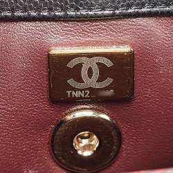 Pre Owned Chanel Black Quilted Caviar Leather Small Coco Top Handle Bag