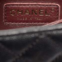 Pre Owned Chanel Black Quilted Caviar Leather Small Coco Top Handle Bag