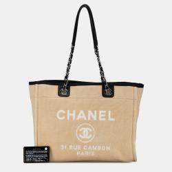 Chanel Beige/Brown Canvas Small Deauville Tote Bag