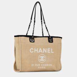 Chanel Beige/Brown Canvas Small Deauville Tote Bag