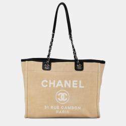 Chanel Beige/Brown Canvas Small Deauville Tote Bag