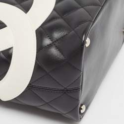 Chanel Black/White Quilted Leather Medium Ligne Cambon Bucket Tote