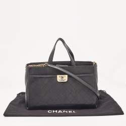 Chanel Black Quilted Caviar Leather Straight Lines Tote