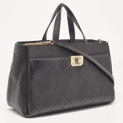 Chanel Black Quilted Caviar Leather Straight Lines Tote