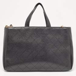 Chanel Black Quilted Caviar Leather Straight Lines Tote