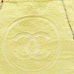 Pre Owned Chanel Yellow Terry Cloth CC Beach Tote w/Towel Set