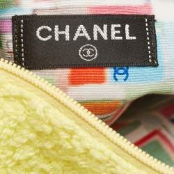 Pre Owned Chanel Yellow Terry Cloth CC Beach Tote w/Towel Set