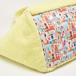 Pre Owned Chanel Yellow Terry Cloth CC Beach Tote w/Towel Set