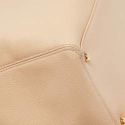 Pre Owned Chanel Light Beige Leather Cerf Shopper Tote