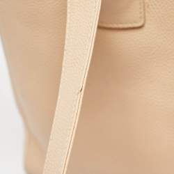 Pre Owned Chanel Light Beige Leather Cerf Shopper Tote