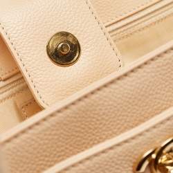 Pre Owned Chanel Light Beige Leather Cerf Shopper Tote