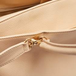 Pre Owned Chanel Light Beige Leather Cerf Shopper Tote