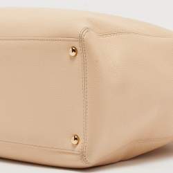 Pre Owned Chanel Light Beige Leather Cerf Shopper Tote
