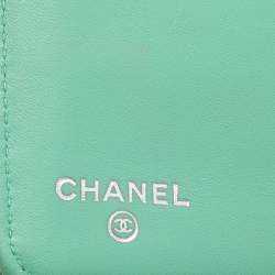 Chanel Green Quilted Patent Leather CC Flap Continental Wallet