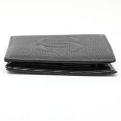 Pre Owned Chanel Black Caviar Leather Bifold Wallet