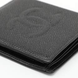 Pre Owned Chanel Black Caviar Leather Bifold Wallet