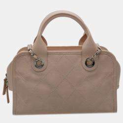 Chanel Pink Quilted Caviar Small Deauville Bowling Bag