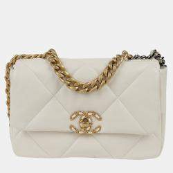 Chanel White Leather Large 19 Shoulder Bags