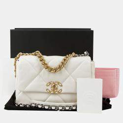 Chanel White Leather Large 19 Shoulder Bags