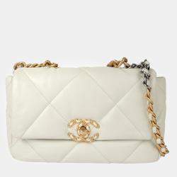 Chanel White Leather Large 19 Shoulder Bags