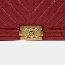 Chanel Maroon Leather Medium Boy Shoulder Bag