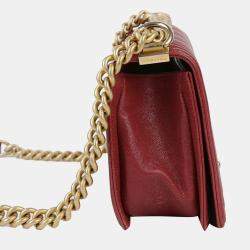 Chanel Maroon Leather Medium Boy Shoulder Bag