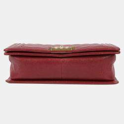 Chanel Maroon Leather Medium Boy Shoulder Bag