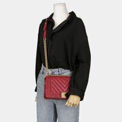 Chanel Maroon Leather Medium Boy Shoulder Bag