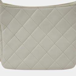 Chanel White Quilted Leather CC Hobo Bag