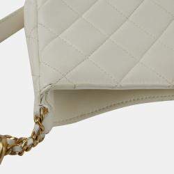 Chanel White Quilted Leather CC Hobo Bag