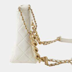 Chanel White Quilted Leather CC Hobo Bag