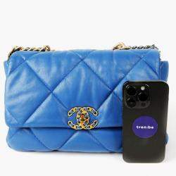 Chanel Blue Leather Large 19 Shoulder Bag