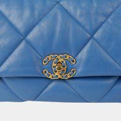 Chanel Blue Leather Large 19 Shoulder Bag