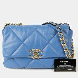 Chanel Blue Leather Large 19 Shoulder Bag