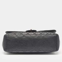 Pre Owned Chanel Black Quilted Caviar Leather Maxi Classic Single Flap Bag