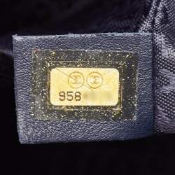 Pre Owned Chanel Navy Blue Quilted Nubuck Leather Timeless Bowler Bag